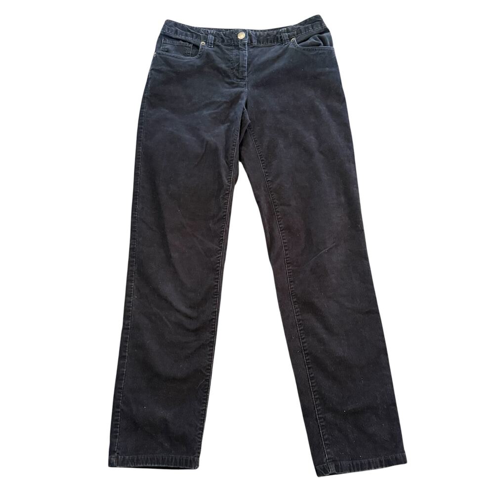 Lands End Women’s black corduroy pants, straight leg, stretch, Size 4